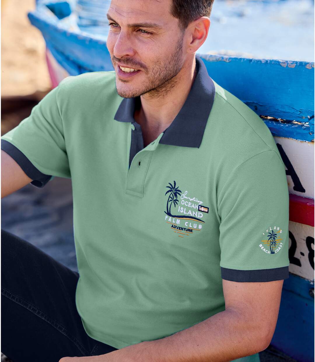 Paquet de 2 polos en maille piquée homme - vert marine-4