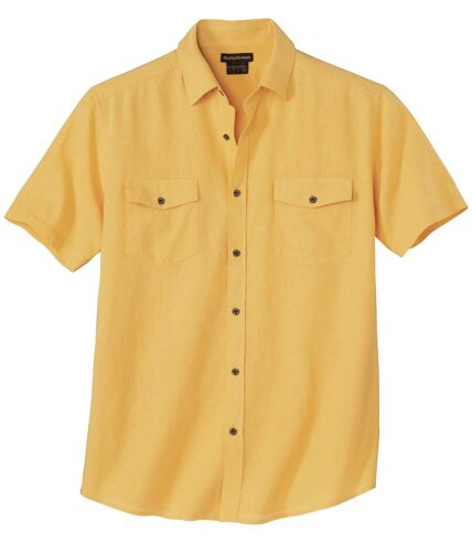 Men's Yellow Linen & Cotton Shirt 