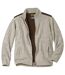 Men's Fleece-Lined Knitted Jacket - Beige Brown 