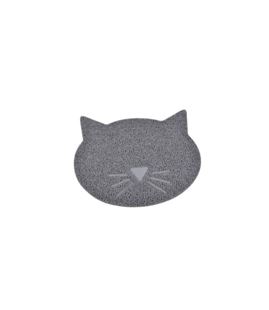 Tapis Repas pour Chat Tête de Chat 43cm Gris-1