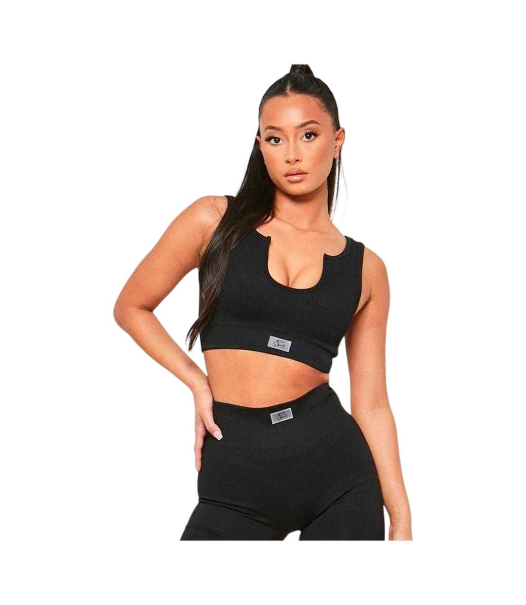 Haut Court Sans Manches Sport Femme Noir Missy Empire-2