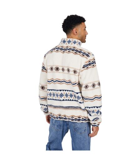Mens Borg Quarter Zip Sweatshirt Cream Multicoloured Brave Soul