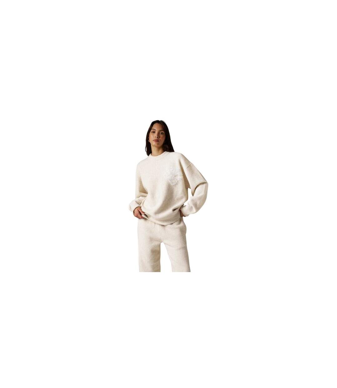Sweat Hiver Femme Beige Couture-1