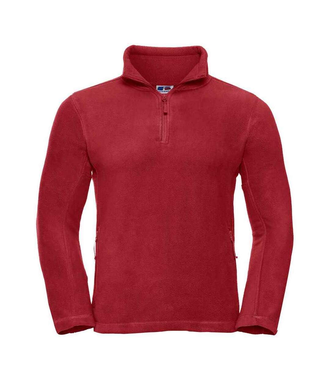 Mens zip neck outdoor fleece top classic red Russell