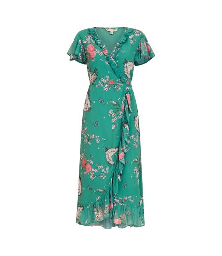 Robe Portefeuille Motif/style Grue Femme Vert Yumi