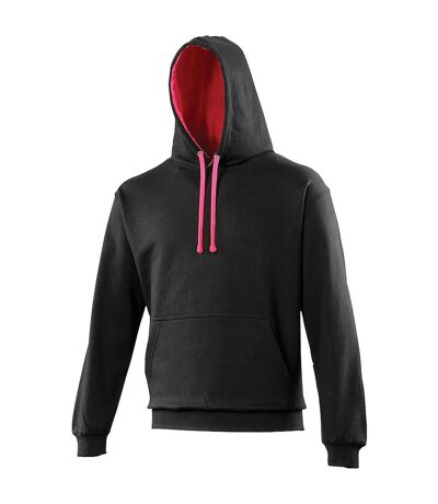 Awdis Varsity Hooded Sweatshirt / Hoodie (Jet Black / Hot Pink) - UTRW165