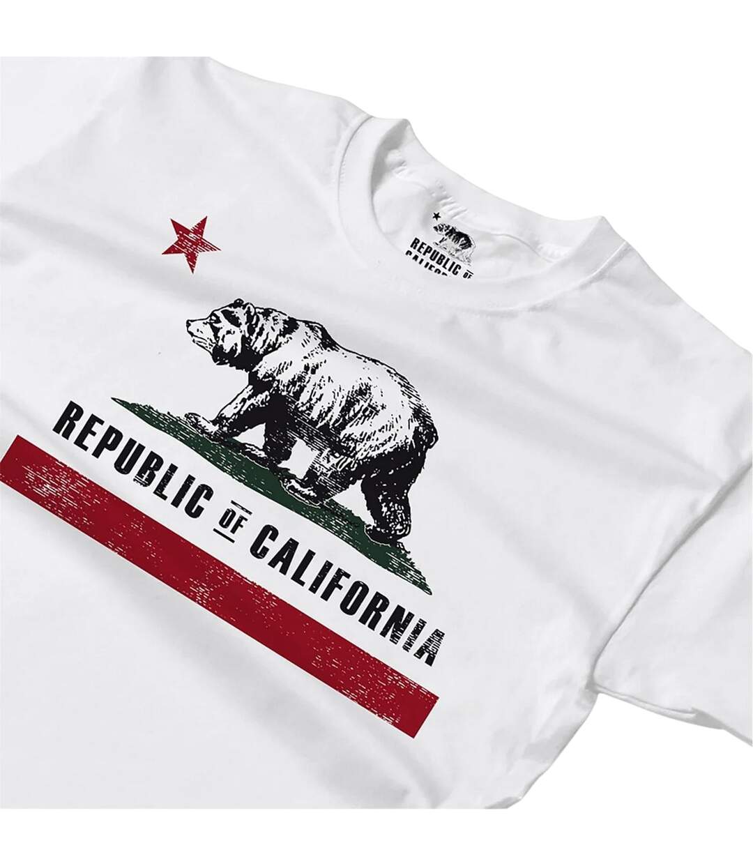T-shirt Motif/style Imprimé Graphique Old Flag Homme Blanc Republic Of California-3