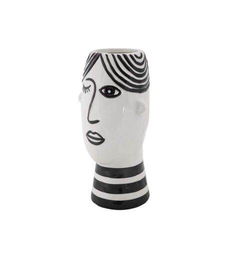 Vase Déco Visage en Porcelaine Face 26cm Blanc & Noir