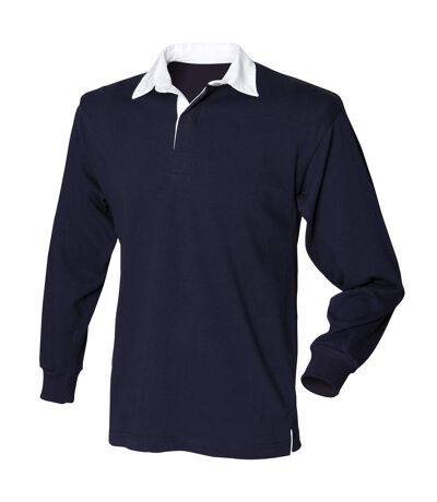 Front Row Mens Long Sleeve Sports Rugby Shirt (Navy)