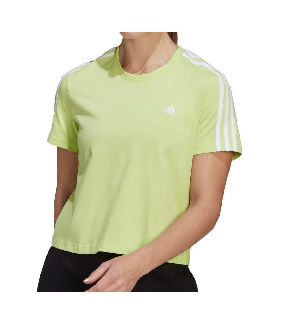 T-shirt Vert Femme Adidas 3 Stripes - S-1