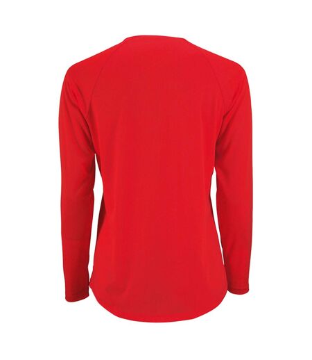SOLS Womens/Ladies Sporty Long Sleeve Performance T-Shirt (Red)