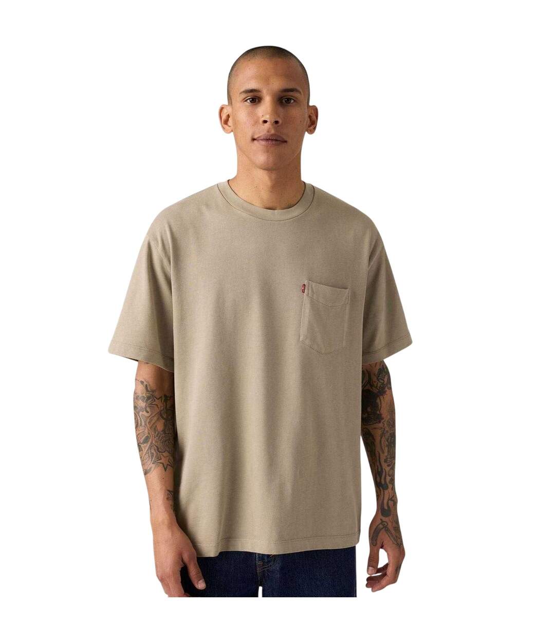 Mens Classic Heavyweight Pocket T-shirt Khaki Levis-1