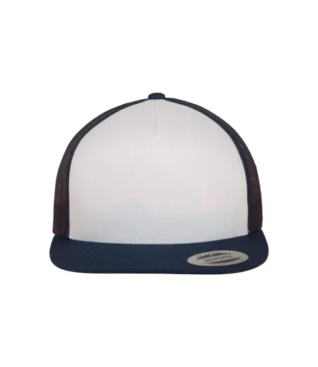 Casquette Trucker Motif/style Uni Classic Adulte Bleu Marine Blanc Flexfit
