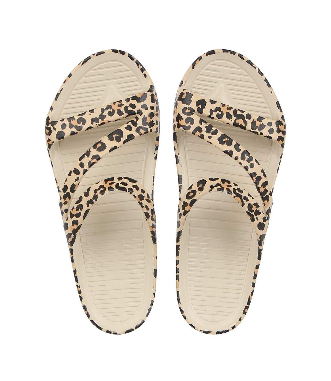 Womens/ladies Leopard Print Sandals Beige Black Hot Tuna-4