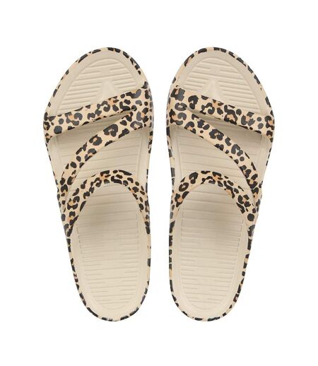 Womens/ladies Leopard Print Sandals Beige Black Hot Tuna