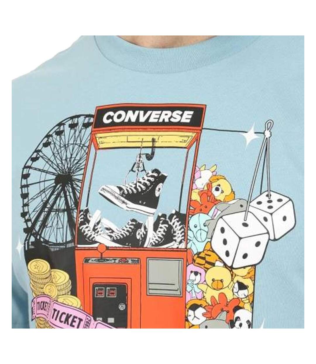 T-shirt Bleu Homme Converse Claw Machine - L