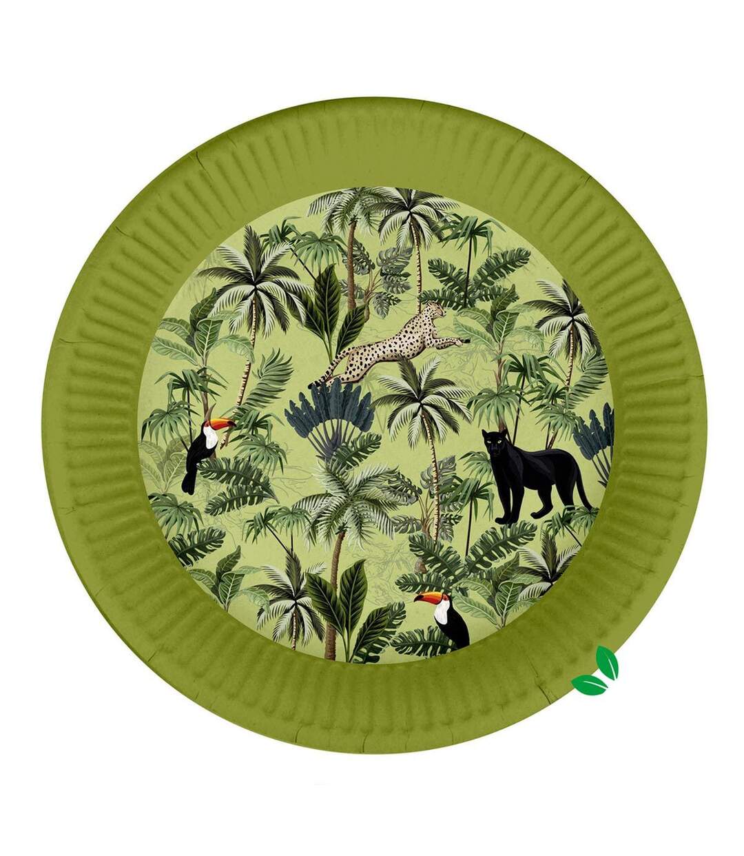 Lot de 10 Assiettes en Carton Palmeraie 23cm Vert-1