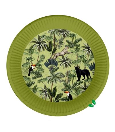 Lot de 10 Assiettes en Carton Palmeraie 23cm Vert