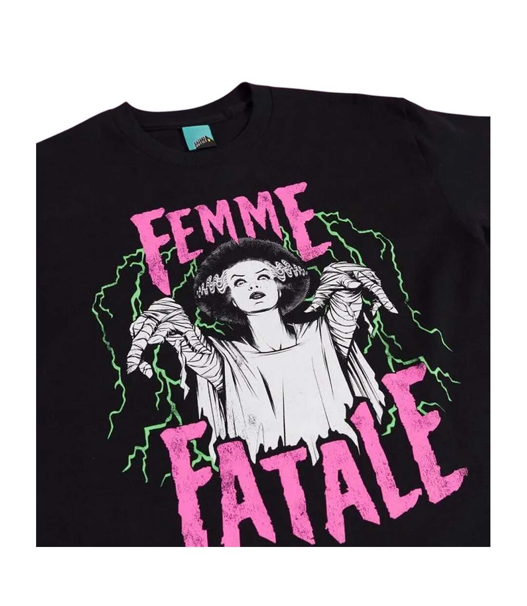Unisex Adult Femme Fatale T-shirt Black The Bride Of Frankenstein-3