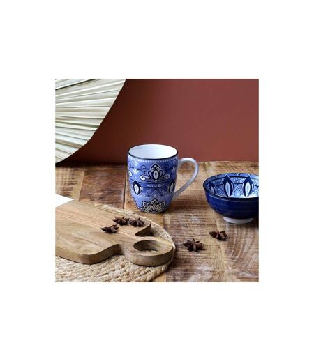 Lot de 6 Mugs en Porcelaine Jaipur 30cl Bleu