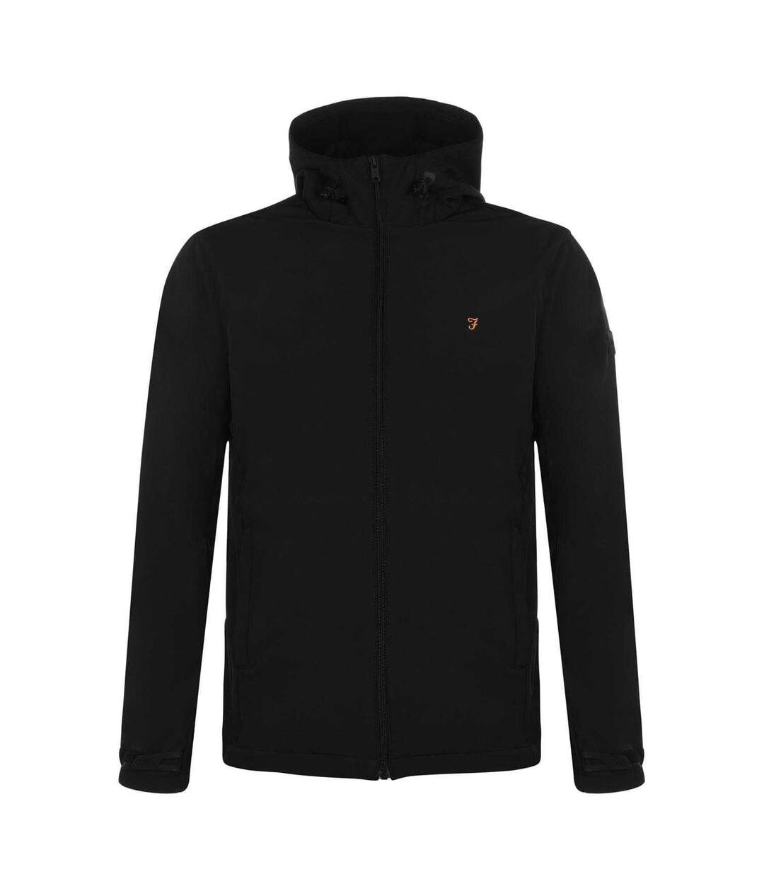 Mens Logo Polyester Full Zip Hoodie Deep Black Farah-2