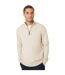 Mens cable cotton half zip jumper stone Maine