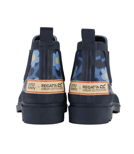 Womens/ladies Orla Kiely Daisy Wellington Boots Blue Regatta