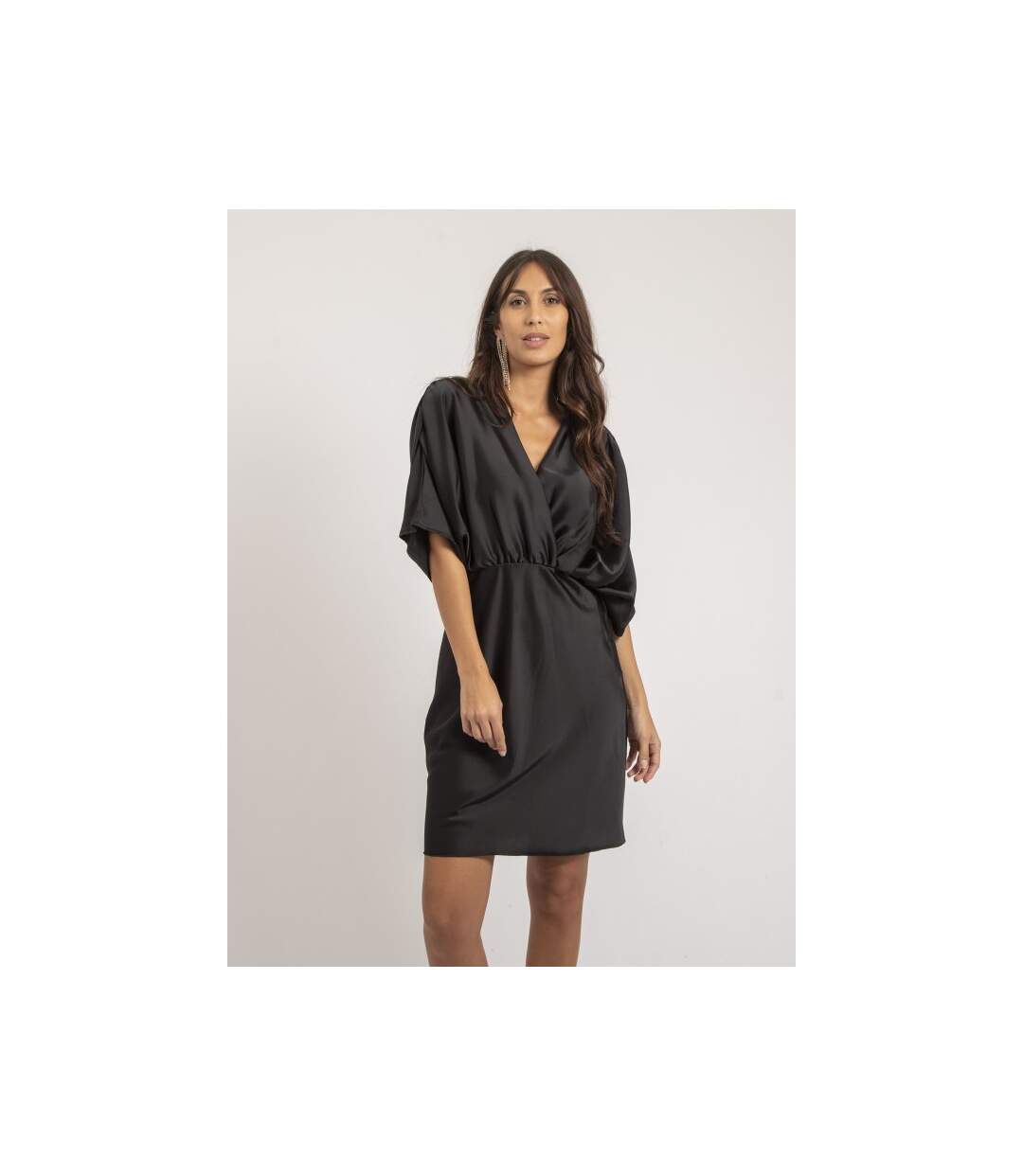 Robe courte portefeuille satin ILIZAN - Dona X Lisa-1