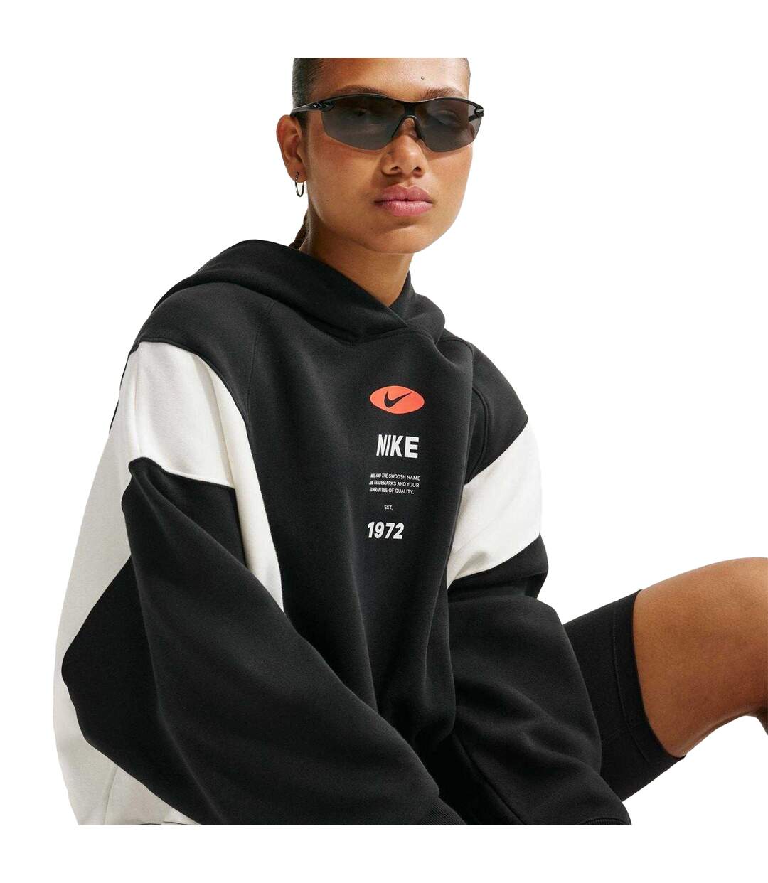 Womens/ladies Nsw Phoenix Fleece Hoodie Black Sail Nike-4