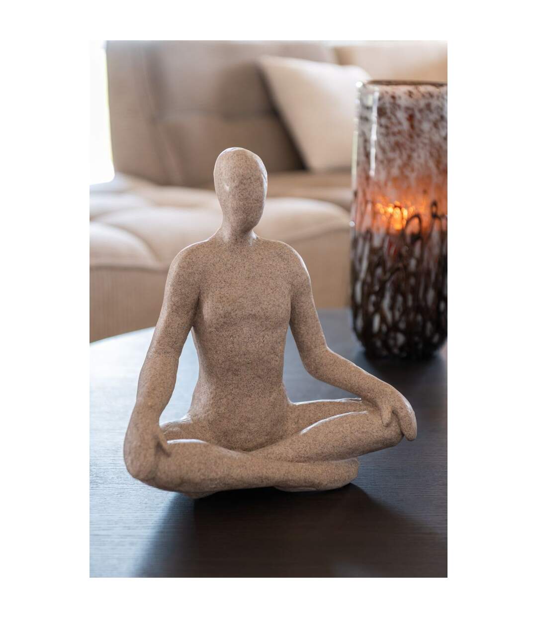 Statuette Yoga en Résine Shawn 31cm Beige-5
