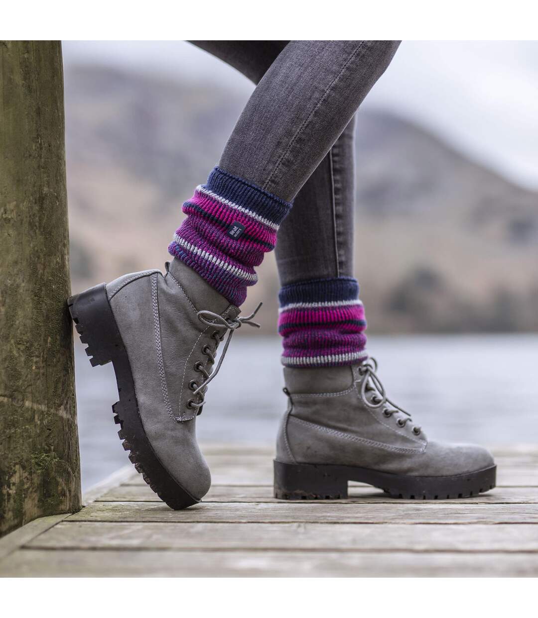 Heat Holders - Chaussettes thermiques à rayures mixtes pour dames-3