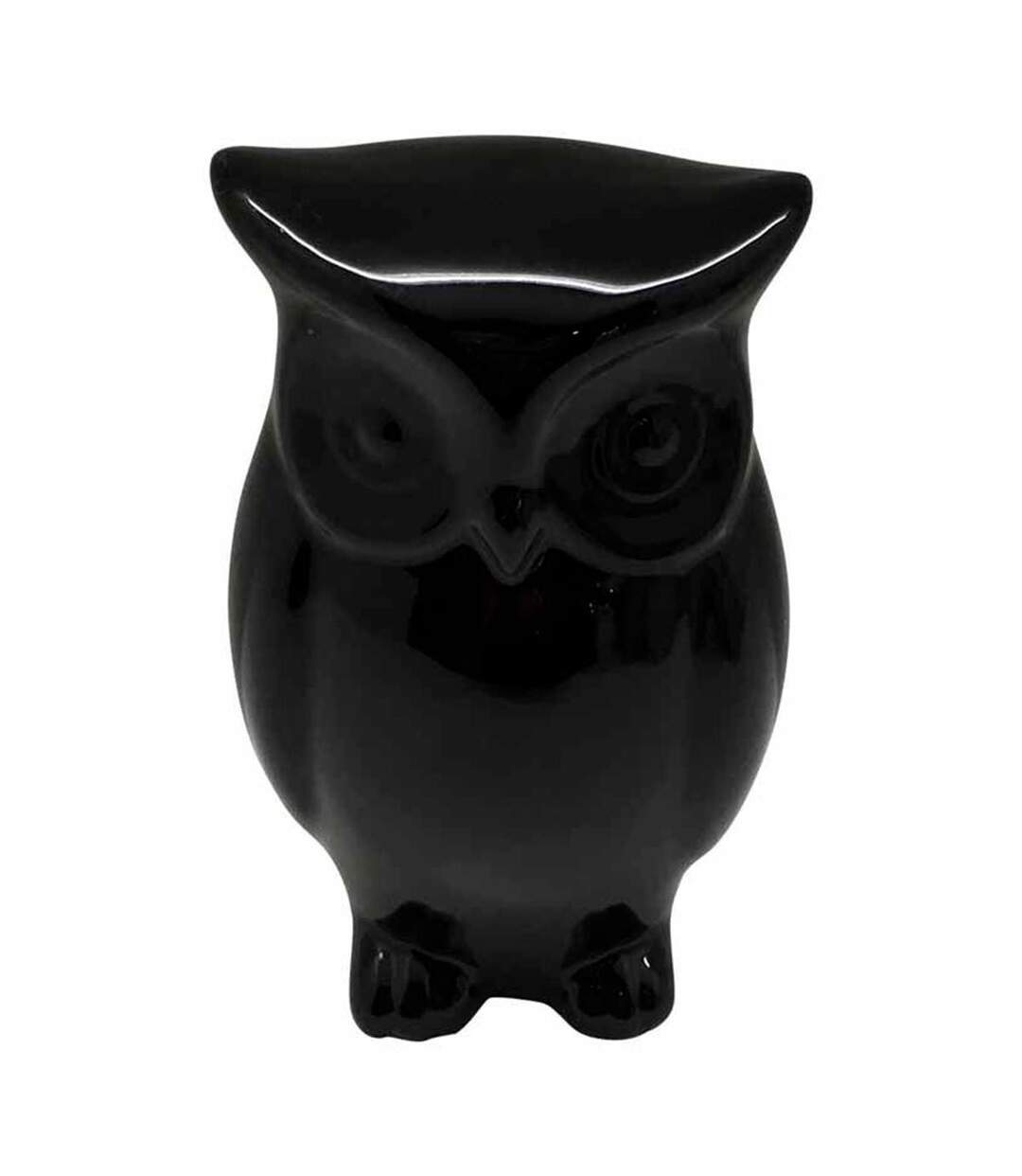 Statue Déco en Céramique Jolie Chouette 15cm Noir-1