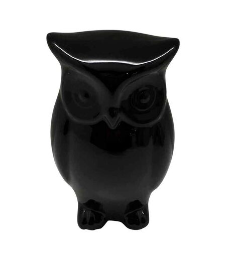 Statue Déco en Céramique Jolie Chouette 15cm Noir