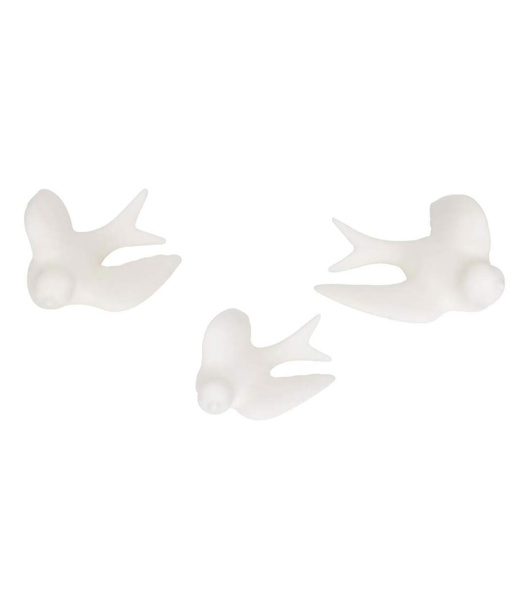 Lot de 3 Déco Murales Oiseaux Annie 15cm Blanc-1