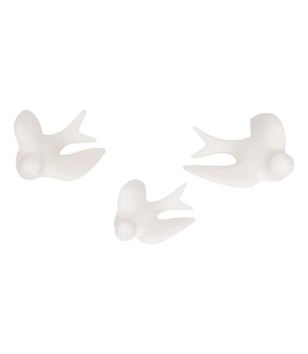 Lot de 3 Déco Murales Oiseaux Annie 15cm Blanc