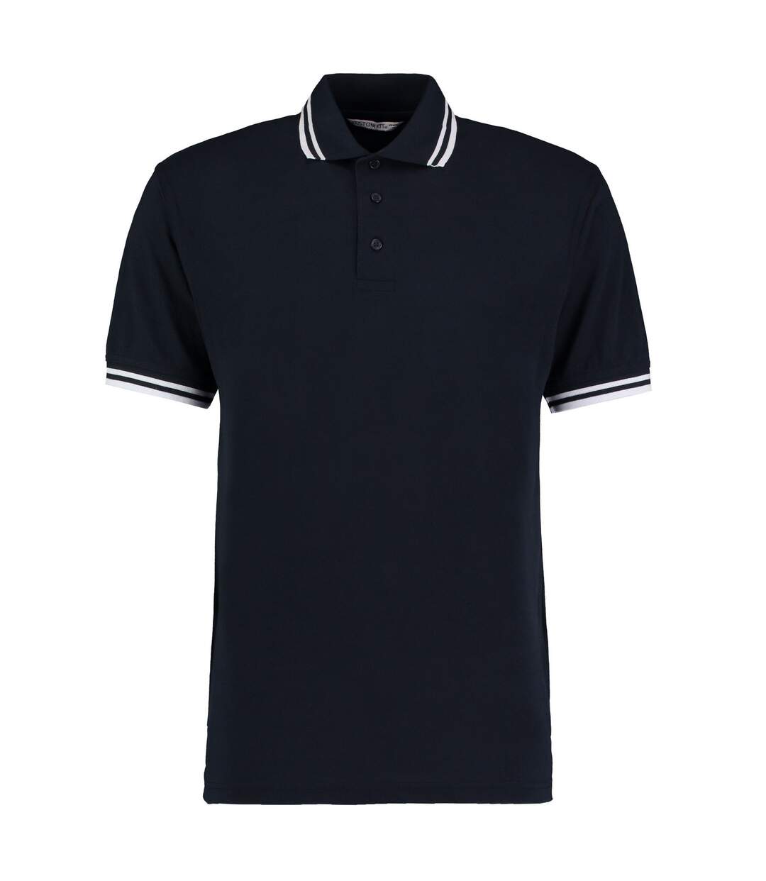 Mens Tipped Cotton Pique Polo Shirt Navy White Kustom Kit-1