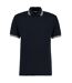 Mens Tipped Cotton Pique Polo Shirt Navy White Kustom Kit-1