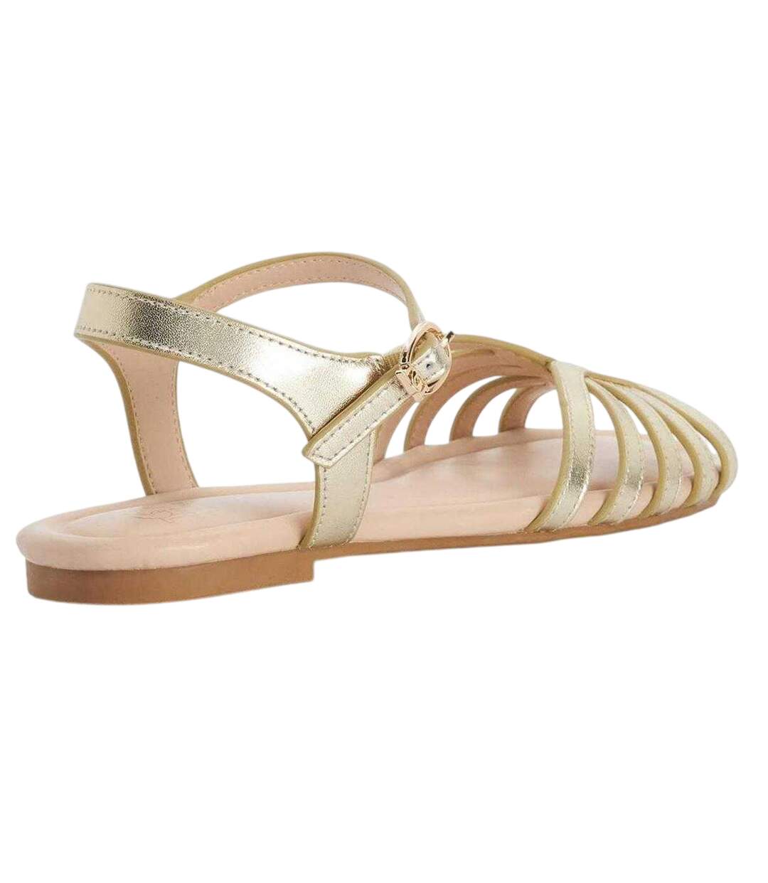 Womens/ladies Lilou Leather Sandals Gold Dune London-2
