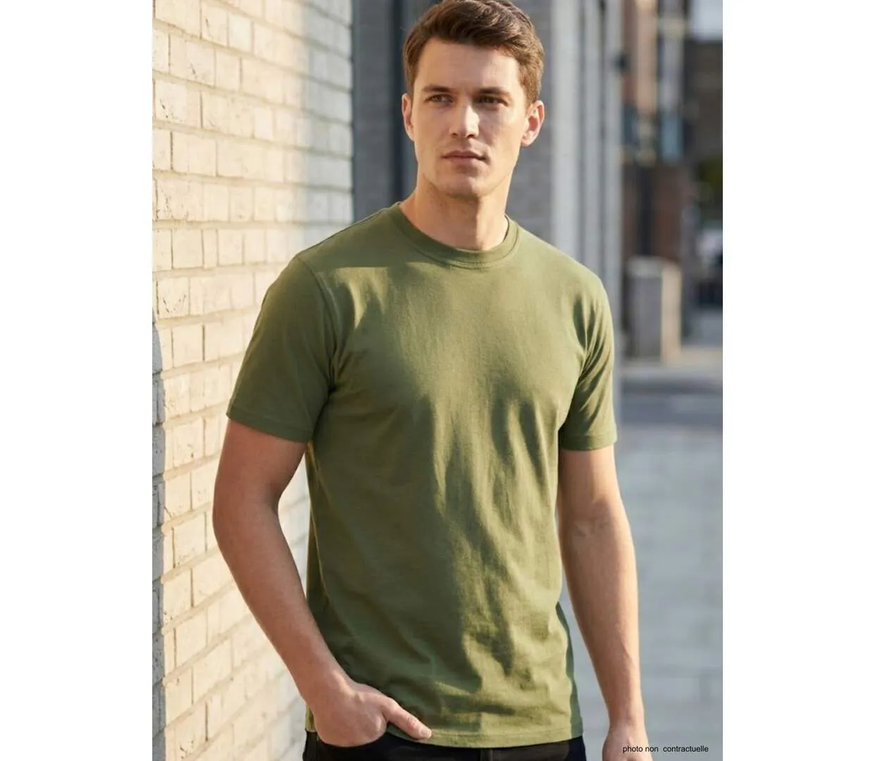 Tee-shirt Uni Homme Ledertys Kaki (Réf. R600)-1
