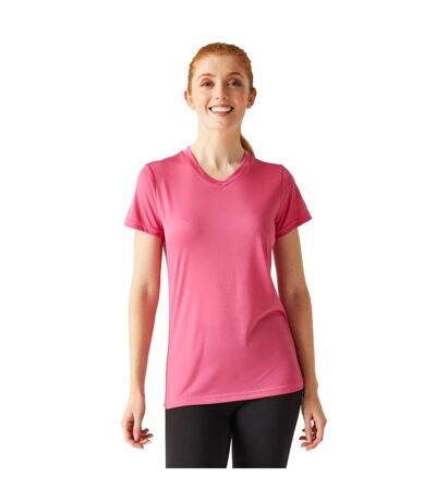 Womens/ladies Fingal Plain V Neck T-shirt Flamingo Pink Regatta