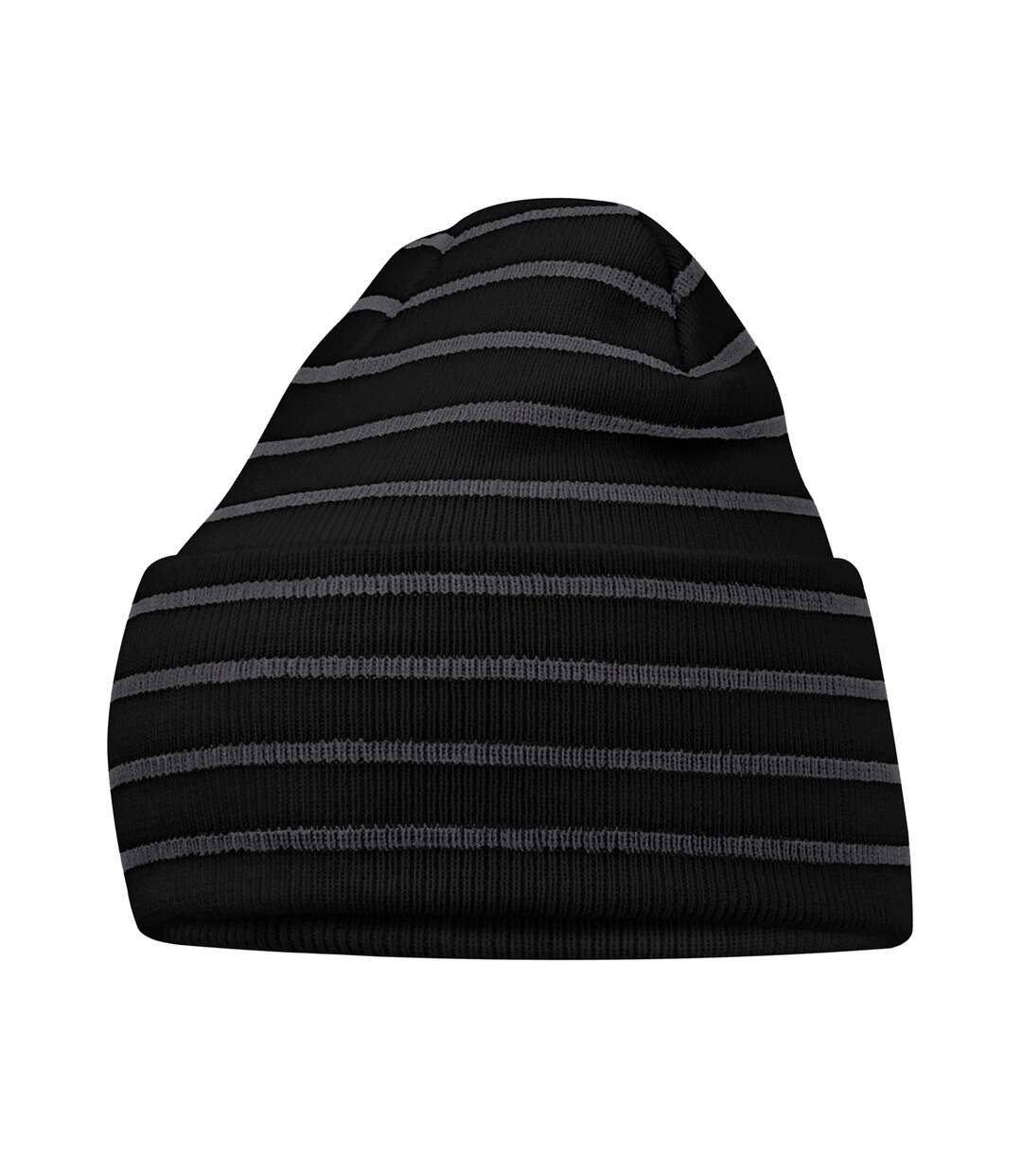 Bonnet Motif/style Rayé Original Noir Gris Foncé Beechfield-2