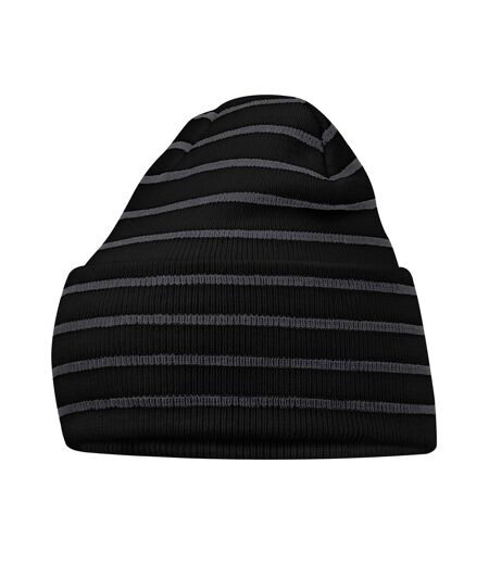 Bonnet Motif/style Rayé Original Noir Gris Foncé Beechfield