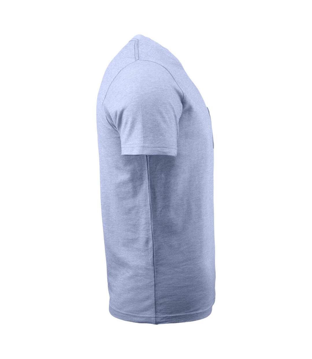Mens T-shirt Light Blue Washed Melange James Harvest-4