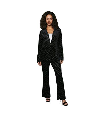 Womens/ladies Velvet Embellished Kickflare Trousers Black Principles
