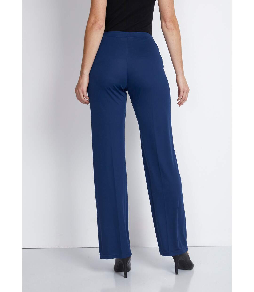 Pantalon taille élastiquée fluide évasé-2