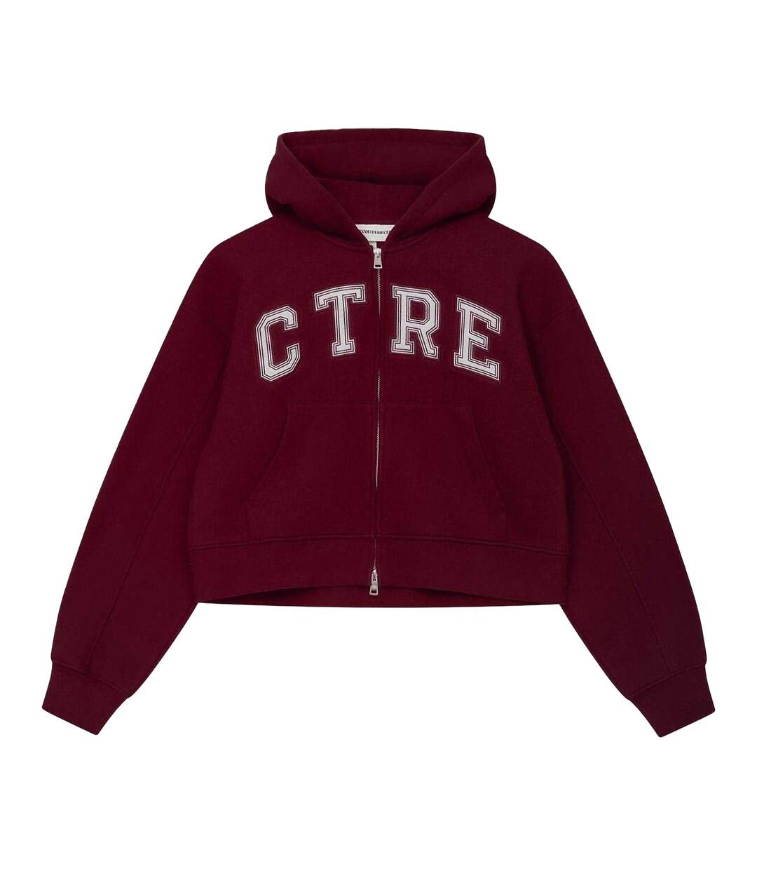 Womens/ladies Applique Logo Cotton Full Zip Hoodie Burgundy Couture-2