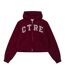 Womens/ladies Applique Logo Cotton Full Zip Hoodie Burgundy Couture-2