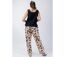 Pantalon fluide femme été Maly motif ethnique noir et beige Coton Du Monde-4