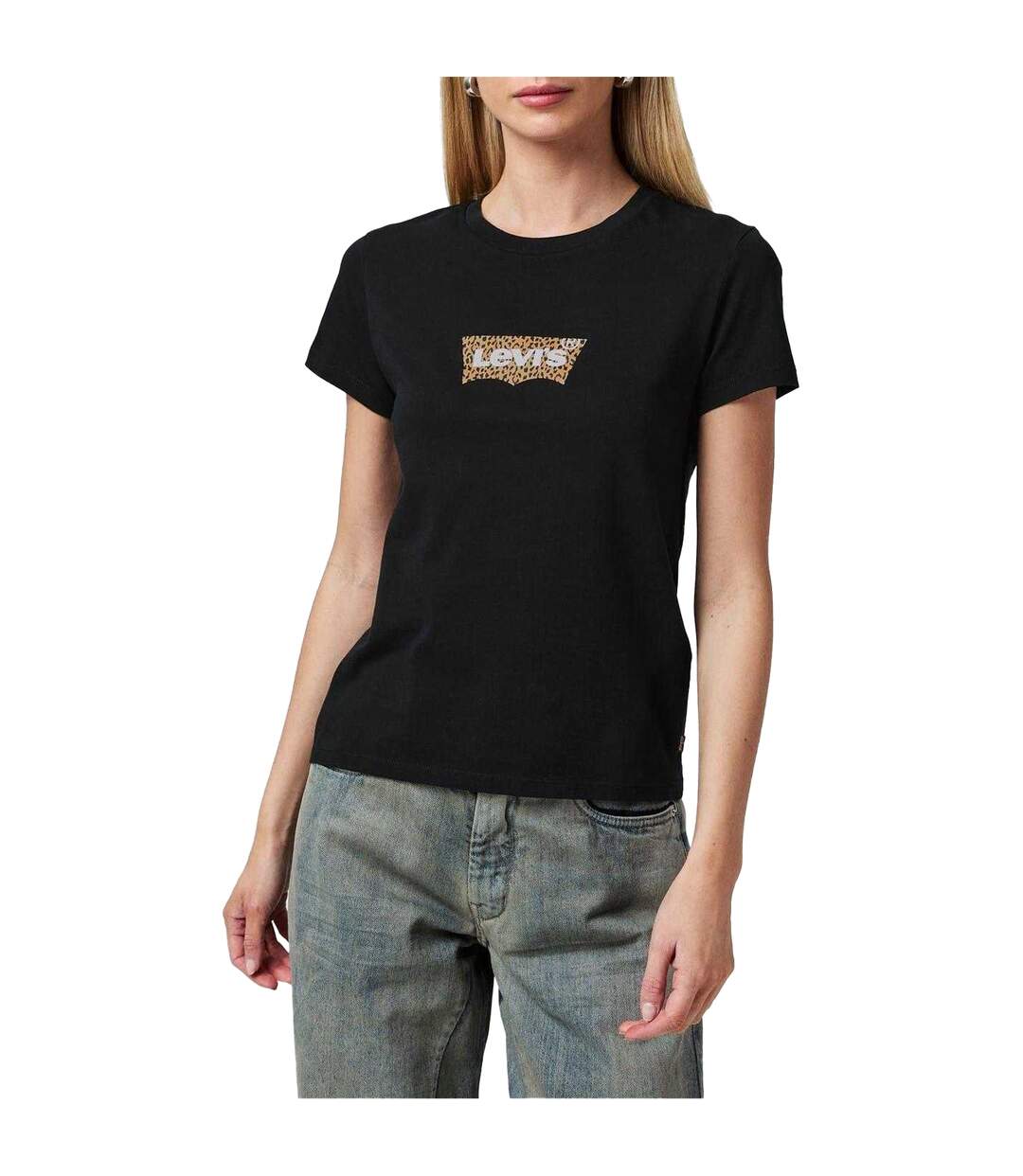Womens/ladies Graphic Print T-shirt Black Levis-4