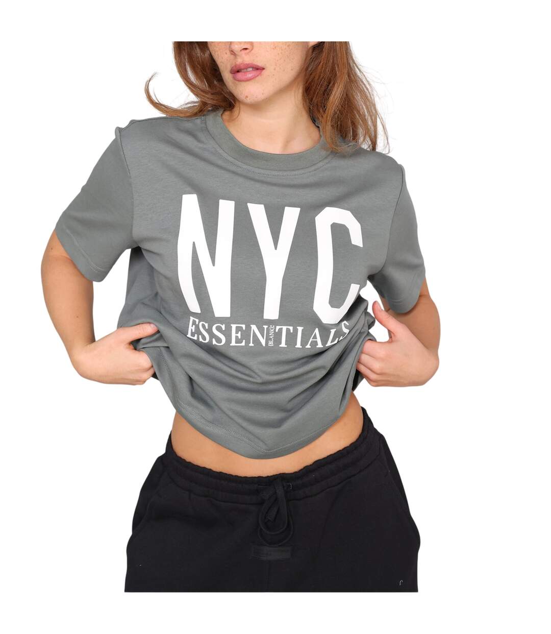 T-shirt Motif/style Imprimé Graphique Newyork Femme Vert De Gris Clair Blank Essentials-3